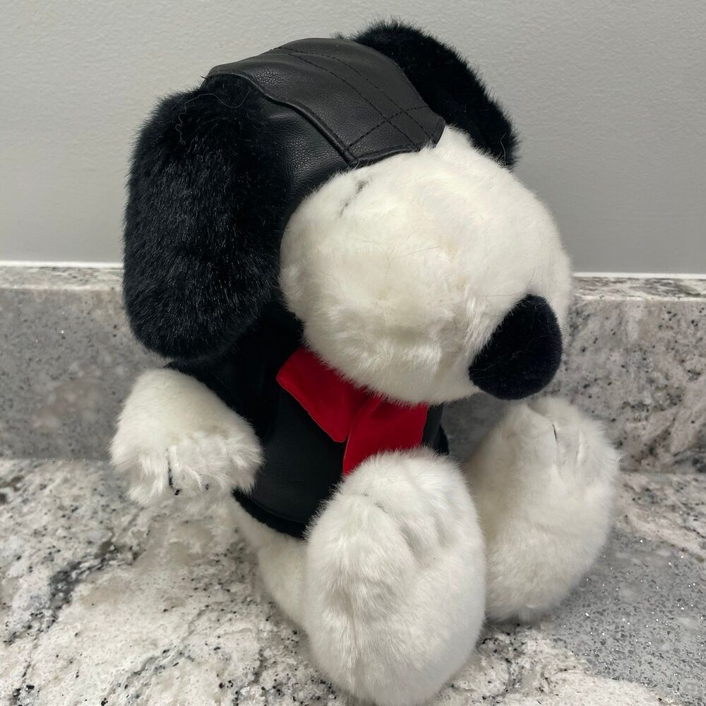 Snoopy World War I Flying Ace Plush Peanuts WWI Aviator Pilot Hat Scarf 10-12"